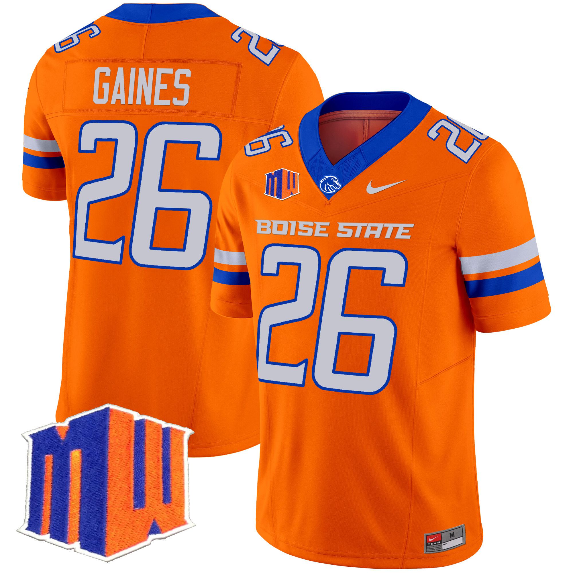 Men Boise State Broncos #26 Gaines Orange Nike 2024 Vapor Limited NCAA Jersey style 1